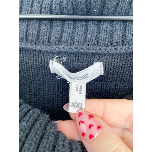 Maurices Patterned Cowl Neck Tunic Sweater Black Cream Geometric size XXL - Picture 6 of 8